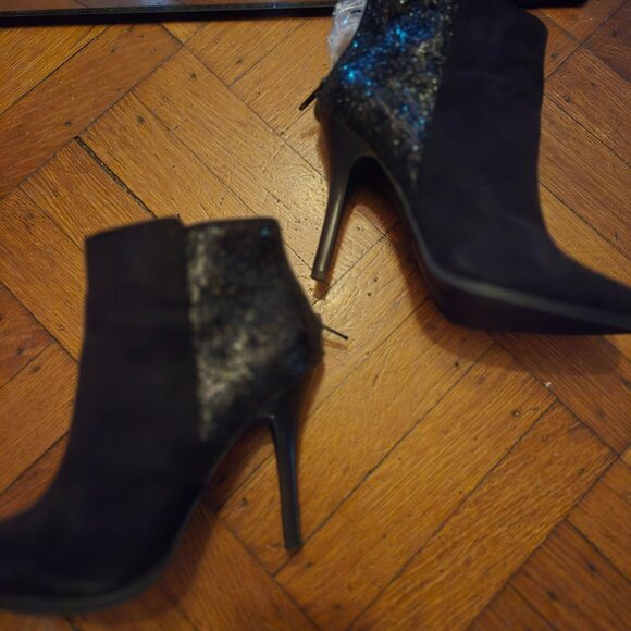 Black bling booties back zip 7.5 - Picture 5 of 7